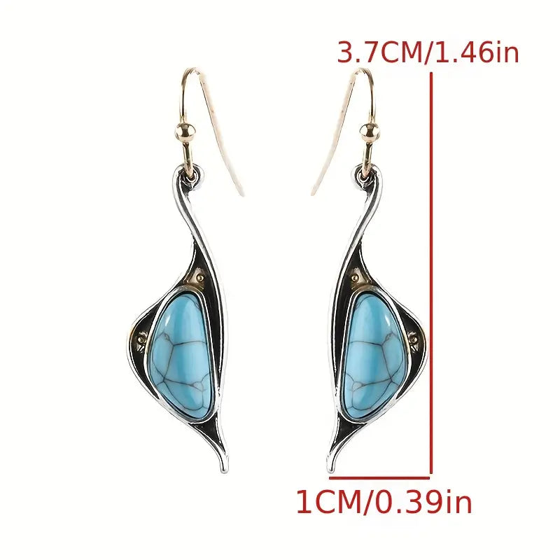 Load image into Gallery viewer, TMER50 - Abstract Swan Earrings w/Turquoise Detail
