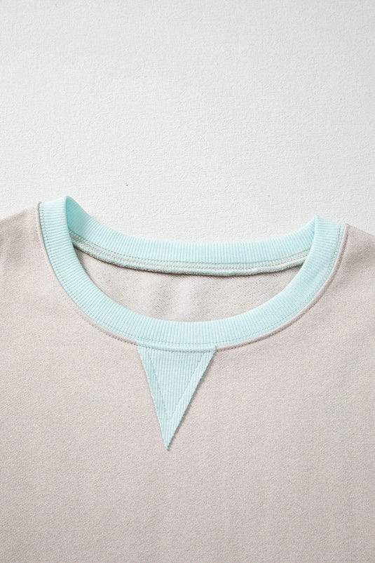 DLLS455 - Ladies Jet Stream Striped Colorblock Patchwork Drop Shoulder Sweatshirt