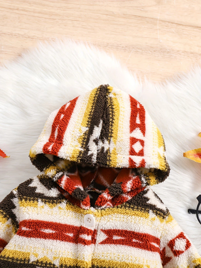 Load image into Gallery viewer, TMCHD31 - Brick Red Aztec Baby &amp; Child Hooded Jacket
