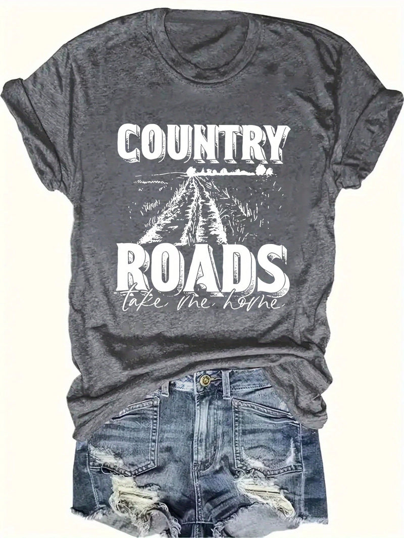Load image into Gallery viewer, TMTSHT30 - Women&#39;s Dark Grey Country Roads T Shirt
