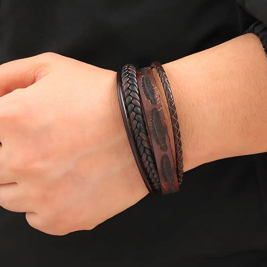 TMBC30 - Multi Layer Woven Feather Bracelet