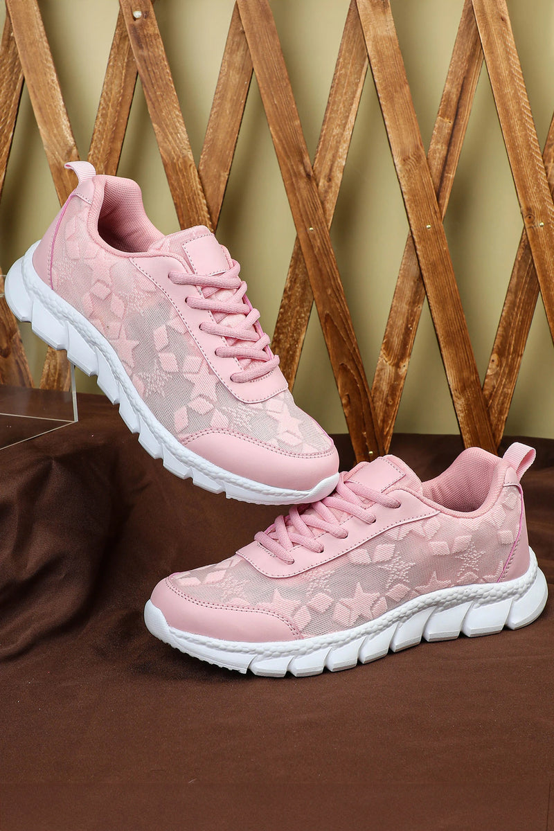 Load image into Gallery viewer, DLLSHOE 178 - Pink Boho Cute Pattern Lace-Up Rugged Sole Sporty Sneakers
