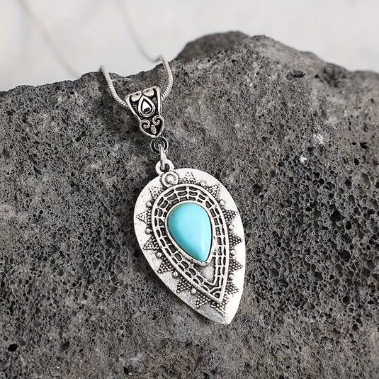 TMNK8 - Waterdrop Turquoise Pendant Necklace