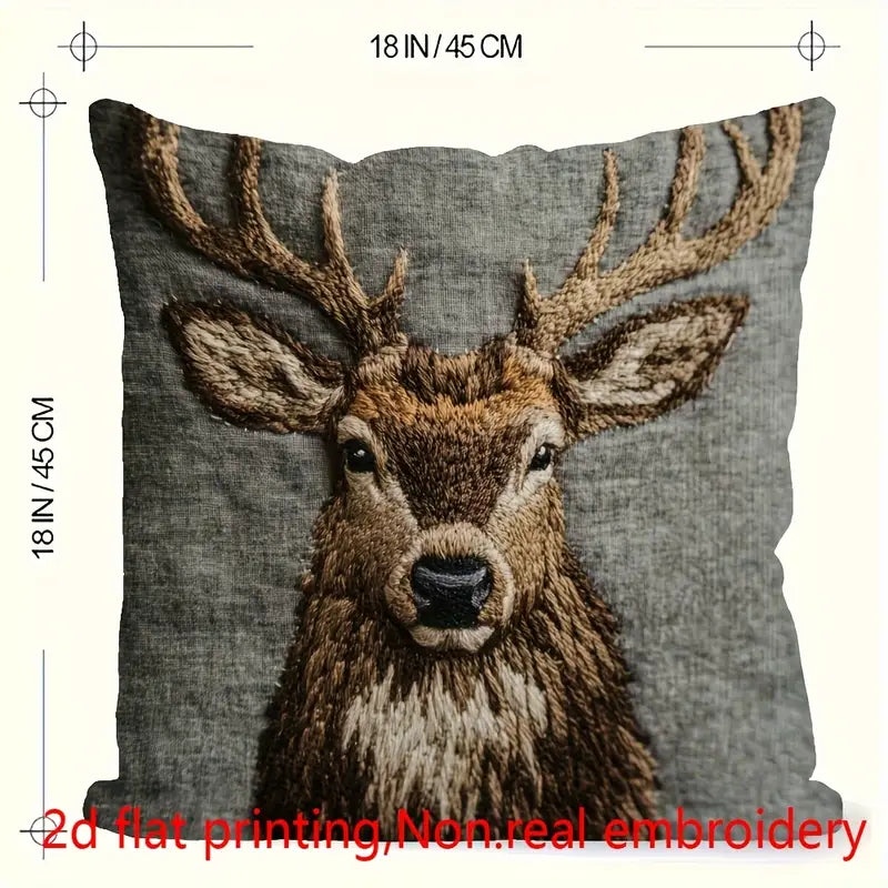 Load image into Gallery viewer, TMPL138 - 1 Piece - 18&quot; x 18&quot; Vintage Deer Head Throw Pillow
