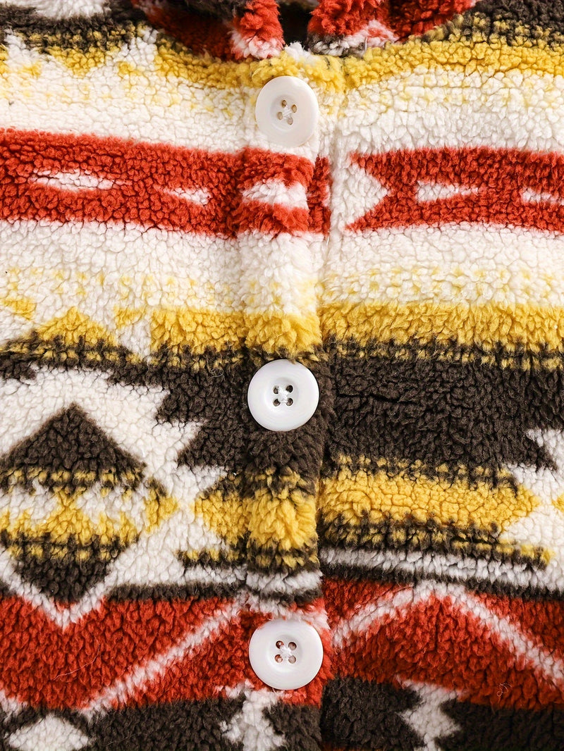Load image into Gallery viewer, TMCHD31 - Brick Red Aztec Baby &amp; Child Hooded Jacket
