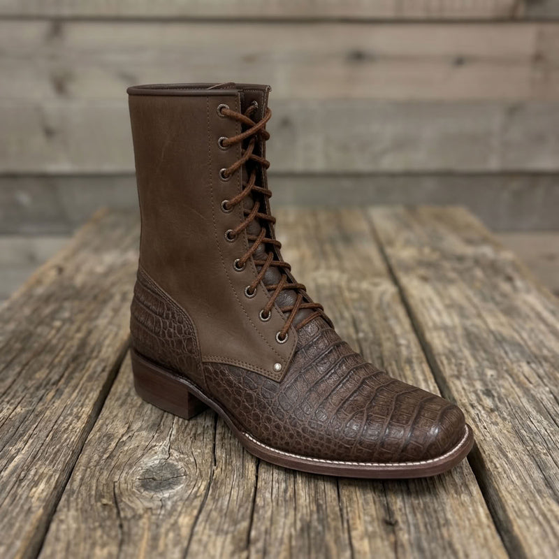 Load image into Gallery viewer, CP5002 - Cowboy Prayer Men's Gator Print Lace Up Packer Boots
