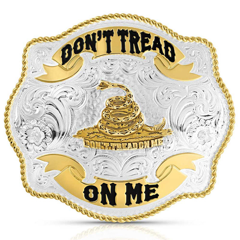 Load image into Gallery viewer, 7009 - Montana Silversmiths Two-Tone Don&#39;t Tread On Me Scalloped Buckle
