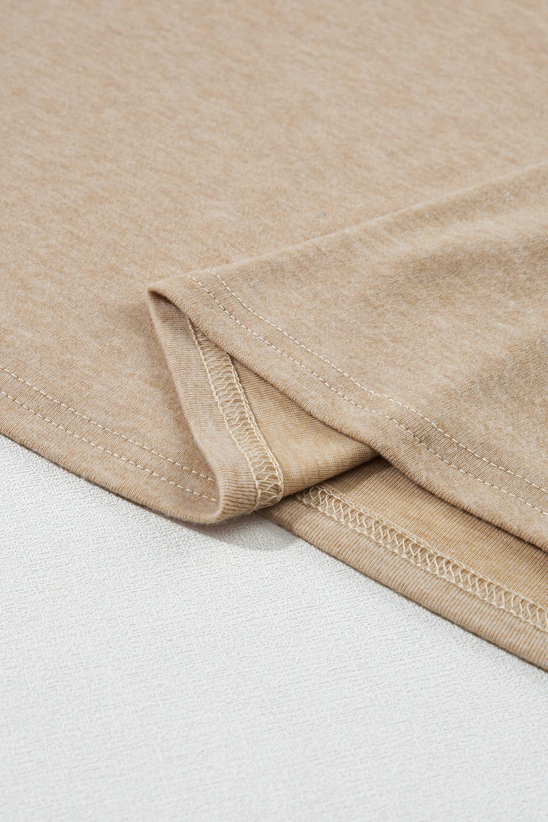 Load image into Gallery viewer, DLLS275 - Ladies Pale Khaki Solid Ruched Raglan Sleeve Knit Top
