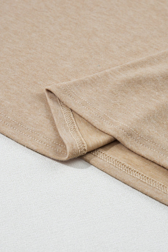 DLLS275 - Ladies Pale Khaki Solid Ruched Raglan Sleeve Knit Top