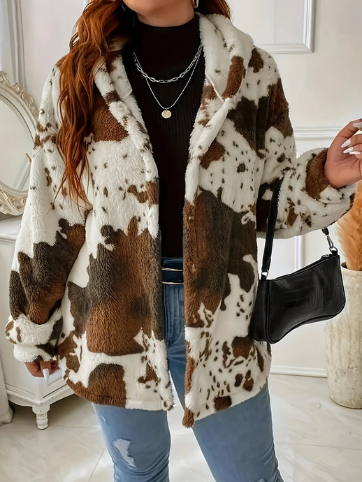 TMJKT1 - Women's Hooded Cow Print Jacket