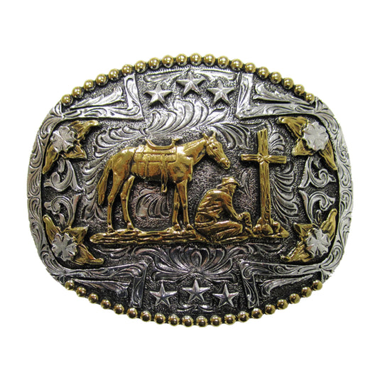 716 - Oval Praying Cowboy Buckle