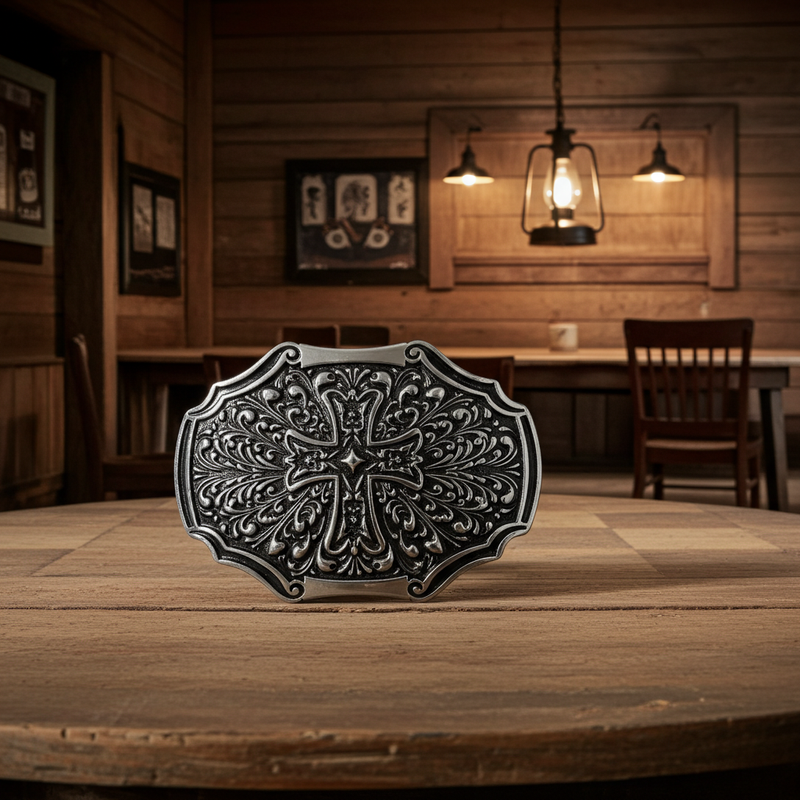 Load image into Gallery viewer, RLB506 - RockinLeather Silver Cross Belt Buckle
