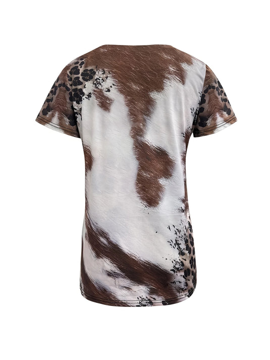 TMTSHT92 - Women's Highland Cow & Leopard Print Shirt