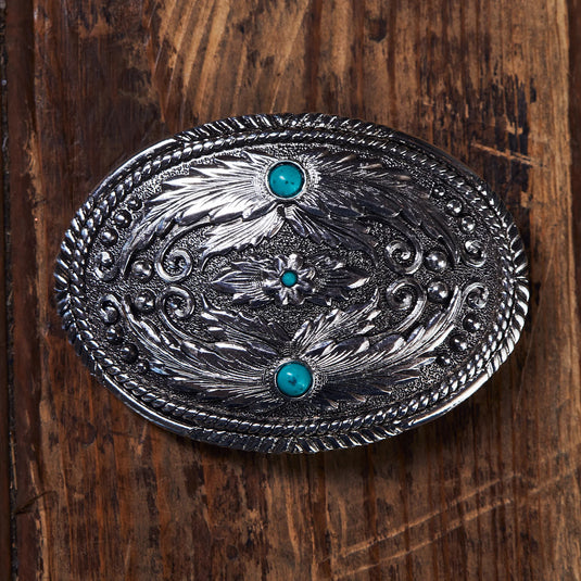 732-04 - Fancy Feather Buckle with Turquoise