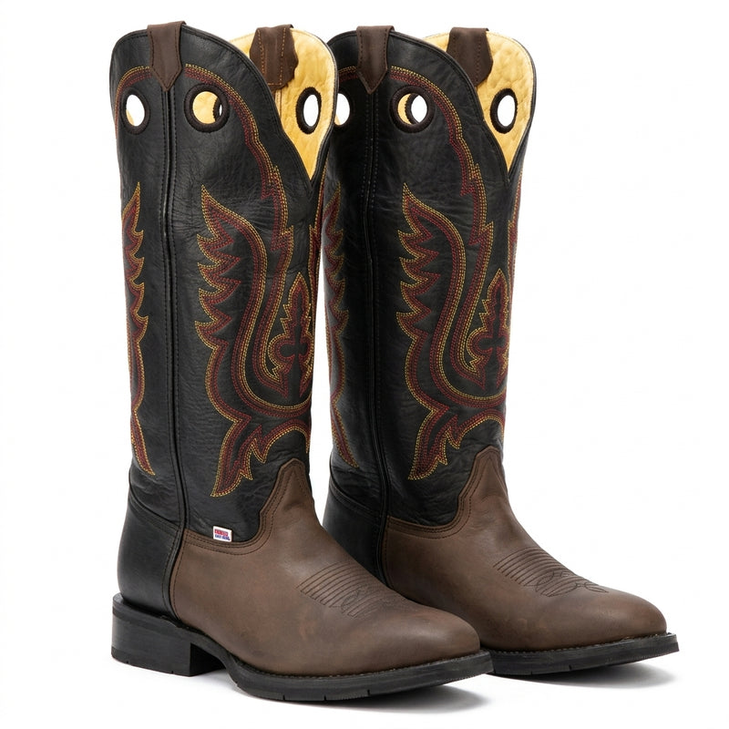 Load image into Gallery viewer, 1256 - RockinLeather Men's R Toe Buckaroo Distressed Brown Western Boot
