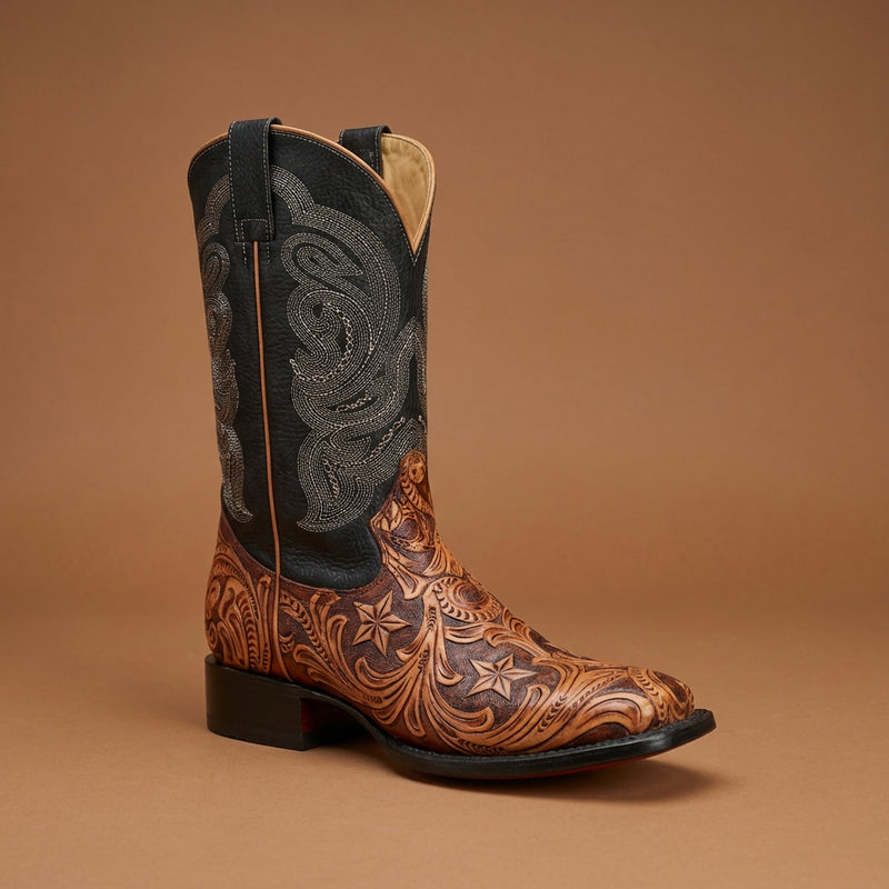 Load image into Gallery viewer, 1815 - RockinLeather Men's Hand Tooled Overlay Western Boot
