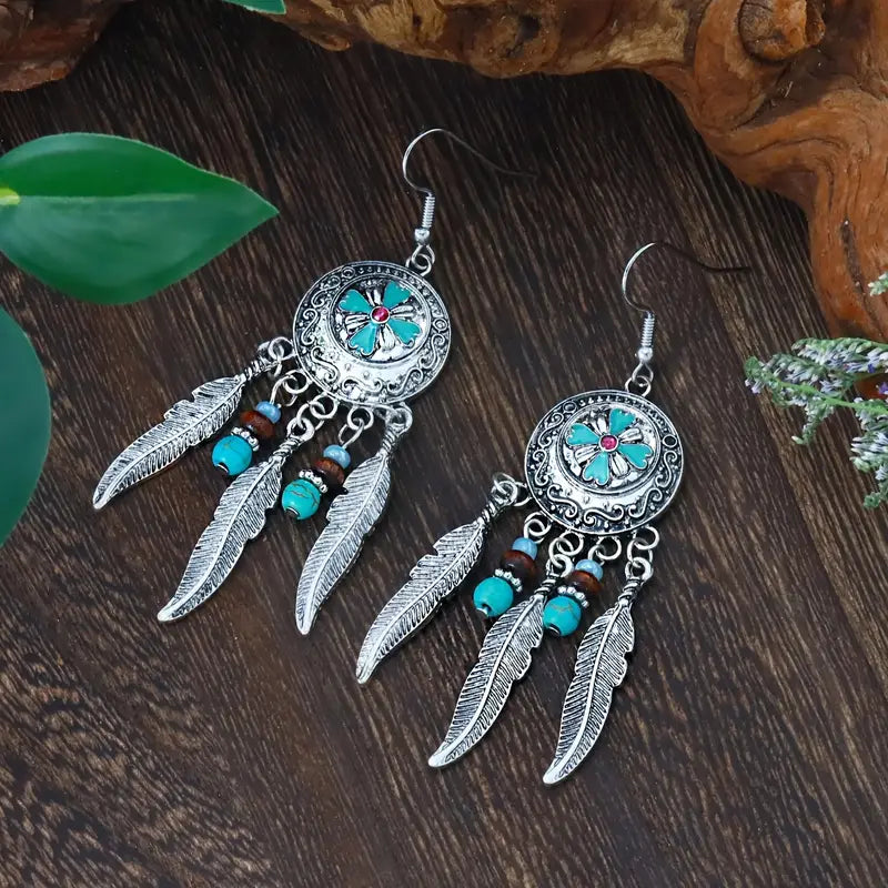 Load image into Gallery viewer, TMER71 - Feather Pendant Earrings
