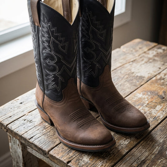 1228 - RockinLeather Men's Round Toe Gaucho Brown Western Boot