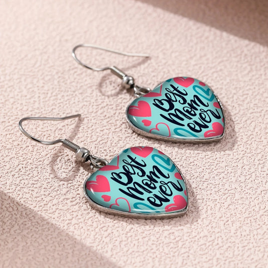 TMER59 - Best Mom Ever Blue Dangle Earrings