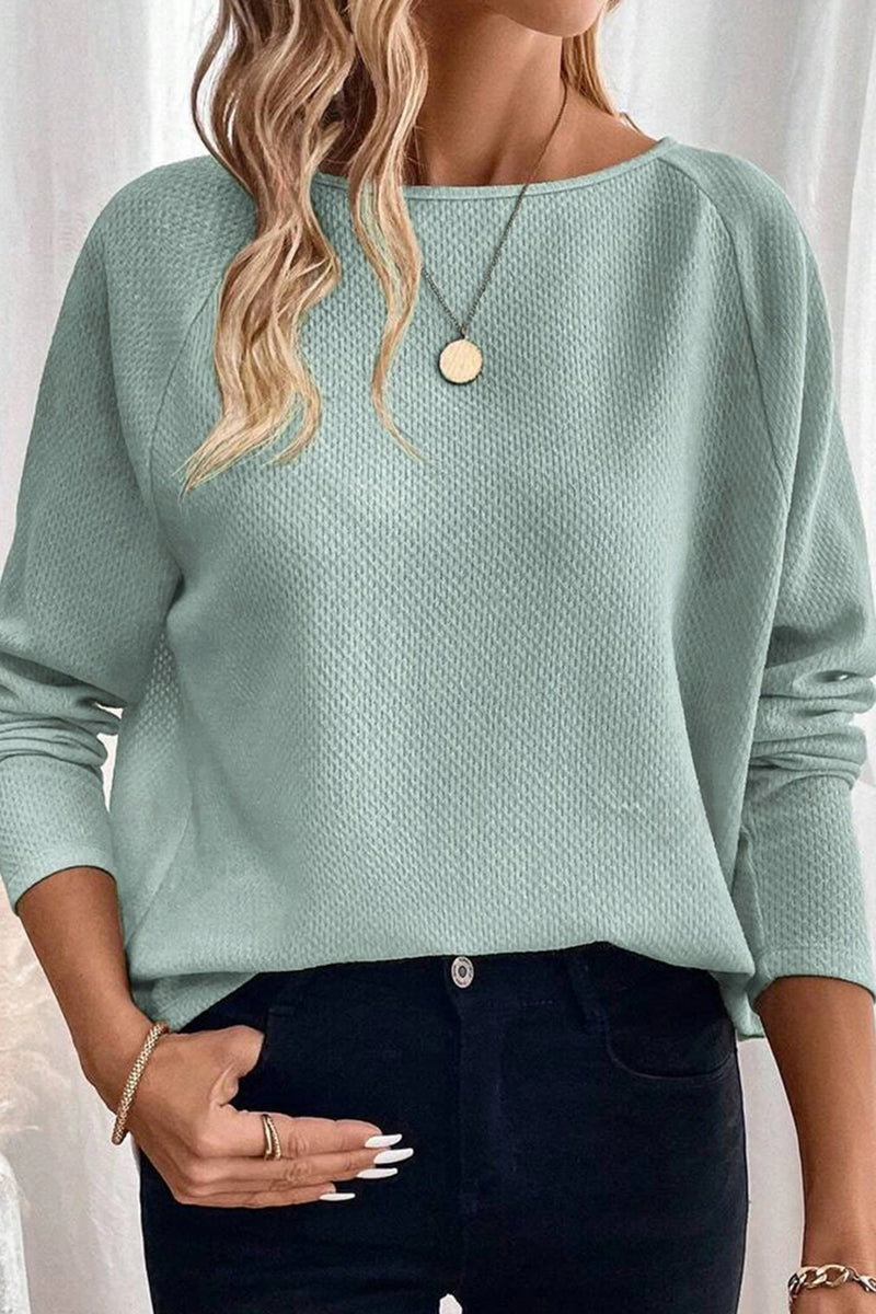 Load image into Gallery viewer, DLLS382 - Ladies Moonlight Jade Textured Raglan Sleeve Knit Loose Top
