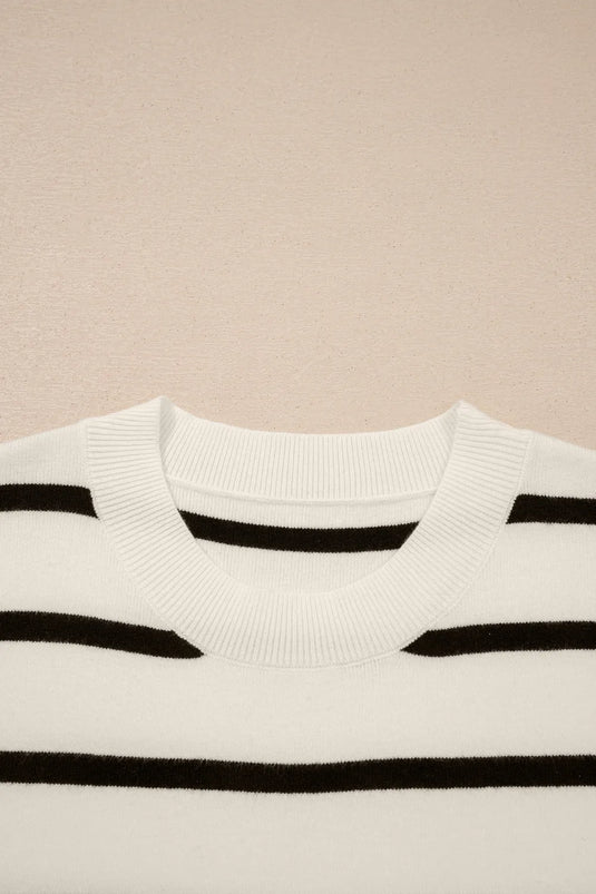 DLLS550 - Ladies White Side Slits Crewneck Short Sleeve Sweater Tee