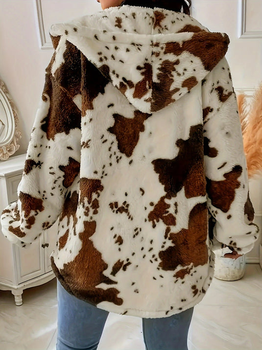 TMJKT1 - Women's Hooded Cow Print Jacket