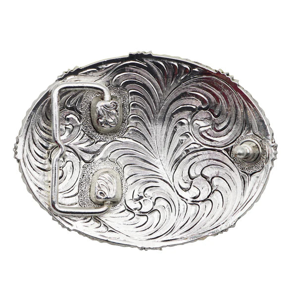 Load image into Gallery viewer, 762 - Oval Praying Cowboy with Barbed Wire and Rope Edge Buckle
