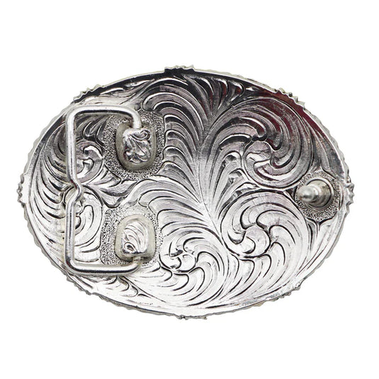 762 - Oval Praying Cowboy with Barbed Wire and Rope Edge Buckle