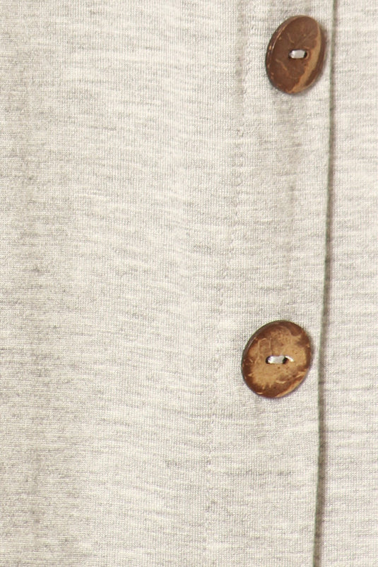 MOATSHT1 - Ladies Heather Gray Solid 3/4 Sleeve Top In A Relaxed Fit