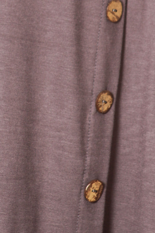 MOATSHT2 - Ladies Charcoal Solid 3/4 Sleeve Top In A Relaxed Fit