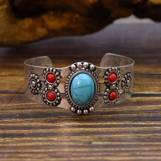 TMBC44 - Multi Colored Stones Open Bracelet