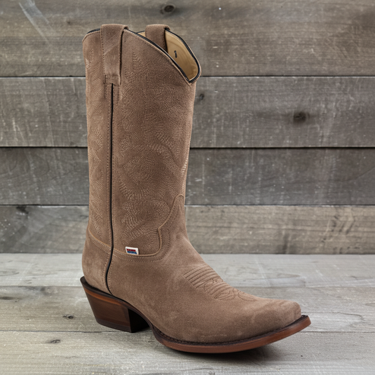 1227 - RockinLeather Men's Tan Suede Narrow Square Toe Western Boot