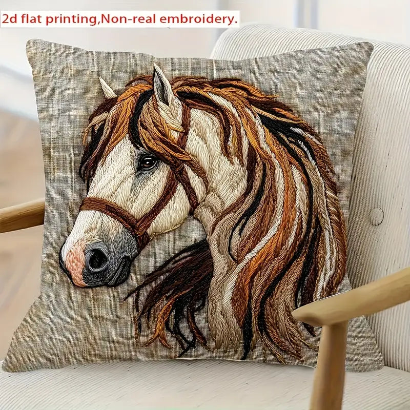 Load image into Gallery viewer, TMPL132 - 1 Piece - 18&quot; x 18&quot; Elegant Horse Throw Pillow
