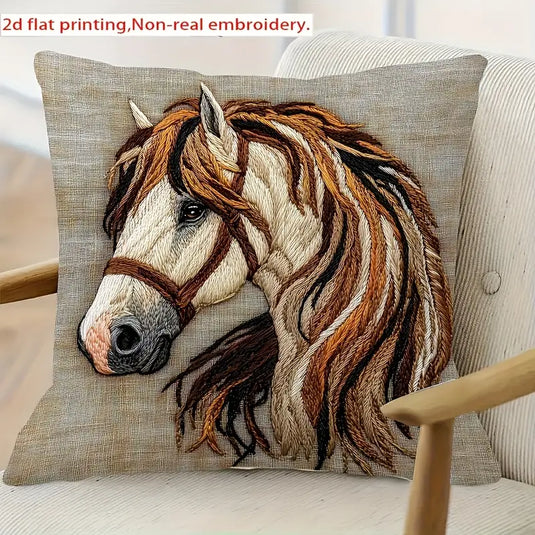 TMPL132 - 1 Piece - 18" x 18" Elegant Horse Throw Pillow