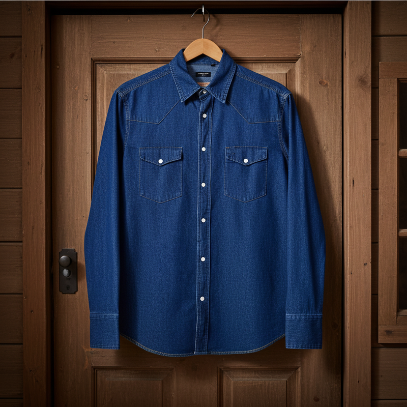 Load image into Gallery viewer, RLLSMS02 - RockinLeather Men&#39;s 7.1 oz Dark Denim Western Shirt
