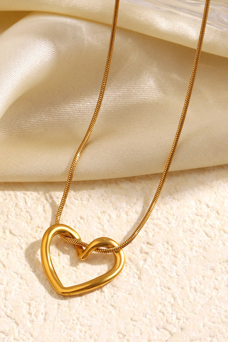 Load image into Gallery viewer, DLLNK 13 -  Gold Hollowed Heart Loop Pendant Stainless Plated Necklace
