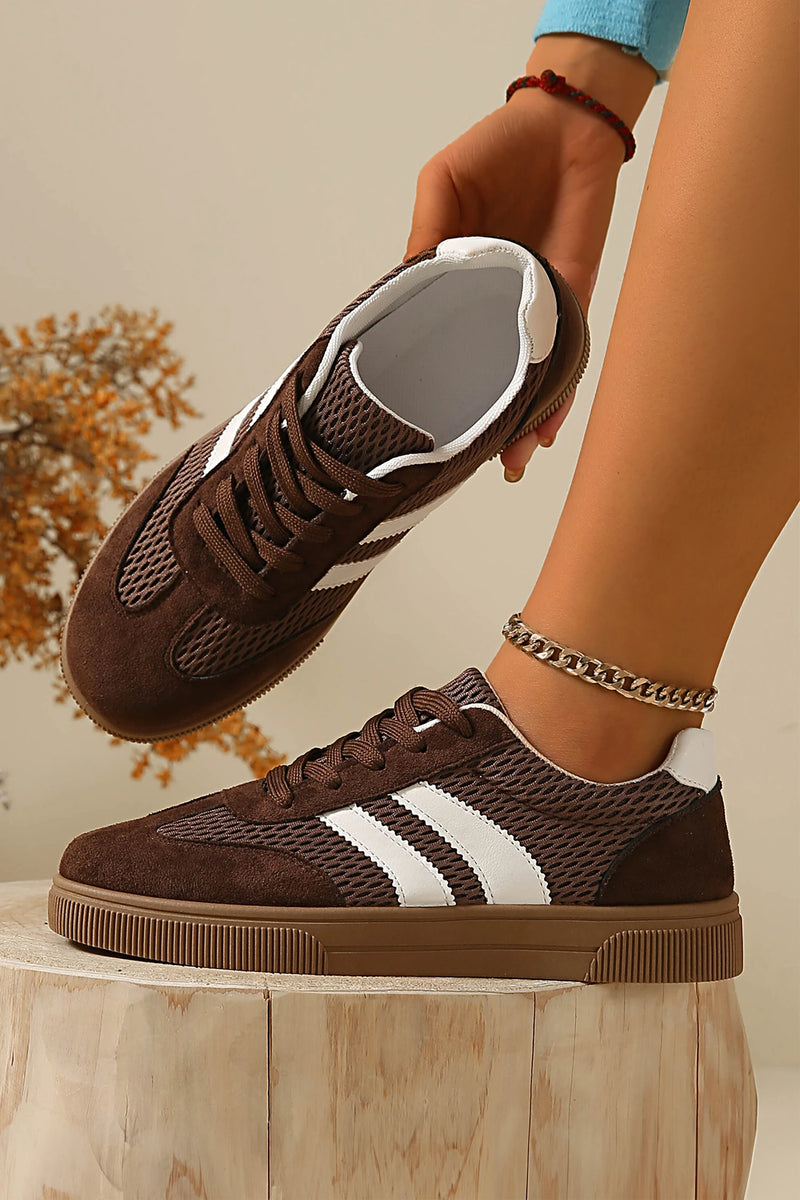 Load image into Gallery viewer, DLLSHOE 89 - Brown Breathable Mesh Patchwork Lace Up Flat Shoes
