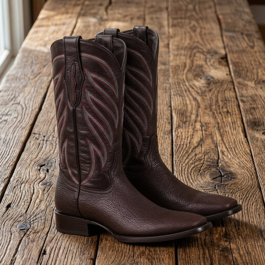 8027 - RockinLeather Men's Black Cherry Genuine Sharkskin Boots