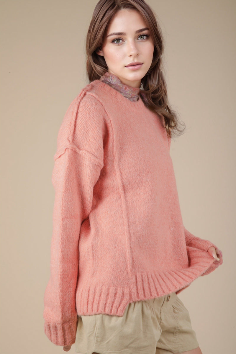 Load image into Gallery viewer, Very 8 -  Ladies Fuzzy Feeling Oversized Knit Pullover Sweater Top
