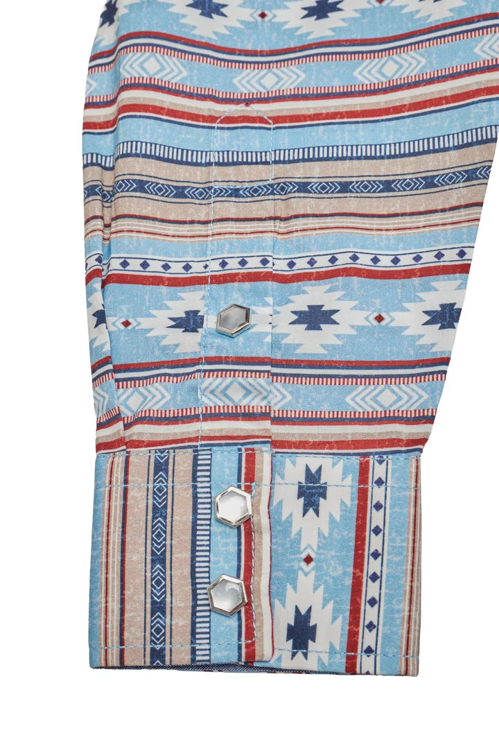 Load image into Gallery viewer, PS100L-1118 - Rodeo Clothing Men's Western Pearl Snap Print Shirt
