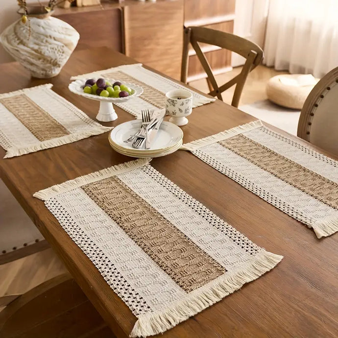 TMPLMT6 - 4 Piece Set - Bojo Style Placemats With Tassels