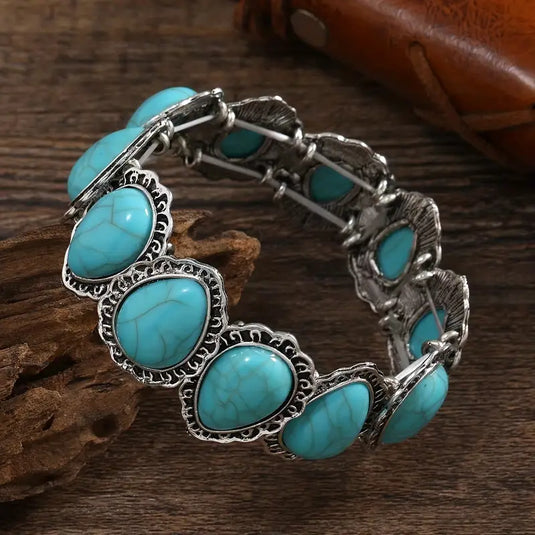 TMBC34 - Waterdrop Turquoise Stretchable Bracelet