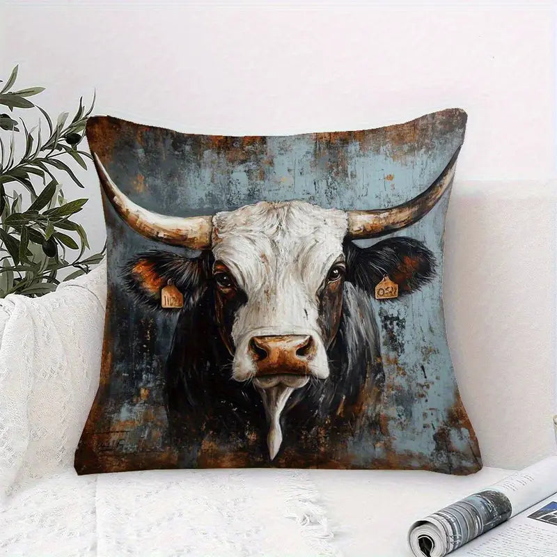 Load image into Gallery viewer, TMPL135 - 1 Piece - 18&quot; x 18&quot; Longhorn Steer Head Throw Pillow

