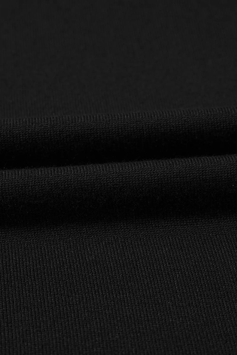 Load image into Gallery viewer, DLLS520 - Ladies Black Contrast Striped Trim Round Neck Half Sleeve Sweater
