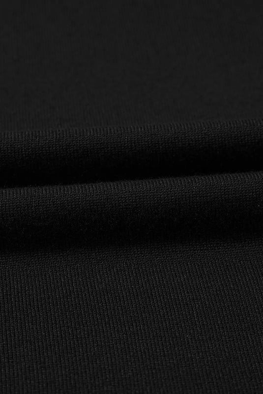 DLLS520 - Ladies Black Contrast Striped Trim Round Neck Half Sleeve Sweater