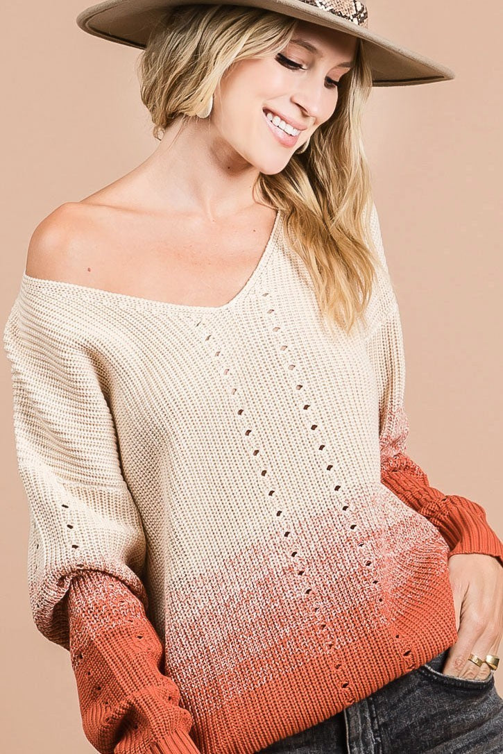 Load image into Gallery viewer, BIBI12- Ladies Low Gauge Two Tones Sweater Top
