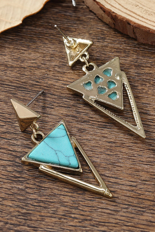 DLLER 20 - Three Triangles Turquoise Decor Stud Dangle Earrings