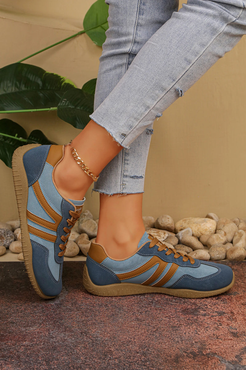 Load image into Gallery viewer, DLLSHOE 77 - Ashleigh Blue Retro Vegan Leather Athletic Detail Lace Up Shoes
