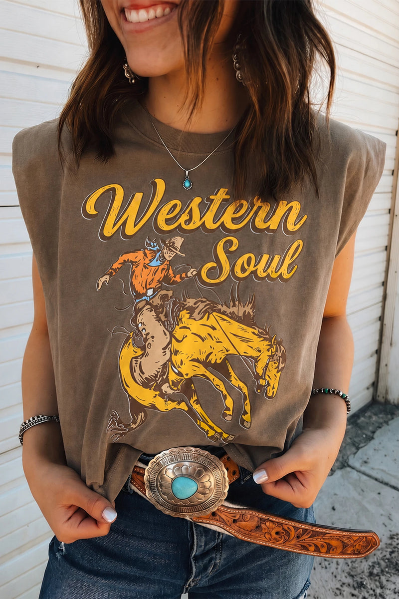 Load image into Gallery viewer, DLLS735 - Ladies Breen Western Soul Sleeveless Round Neck Muscle Top
