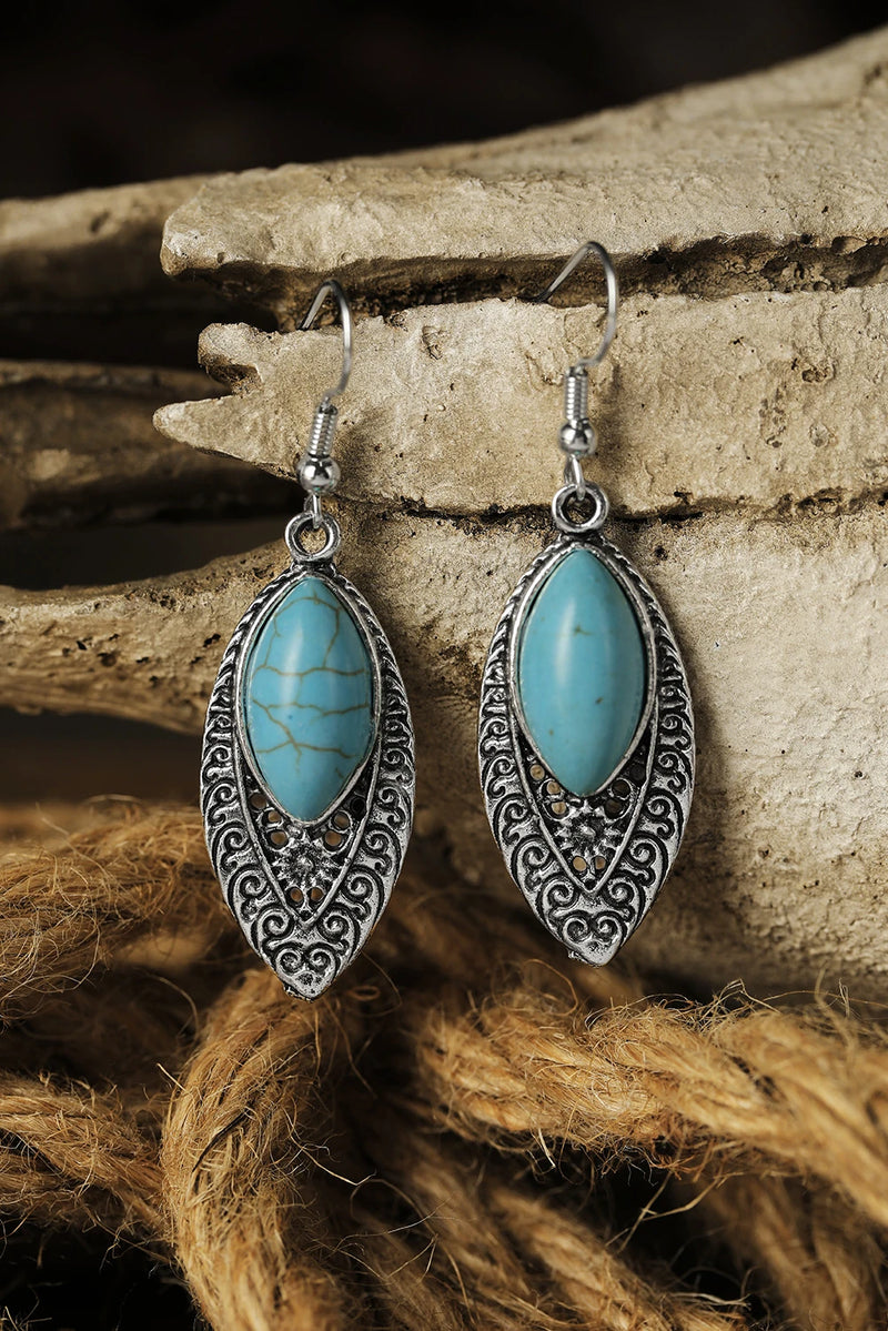 Load image into Gallery viewer, DLLER 8 - Silver Vintage Turquoise Boho Arabesque Earring

